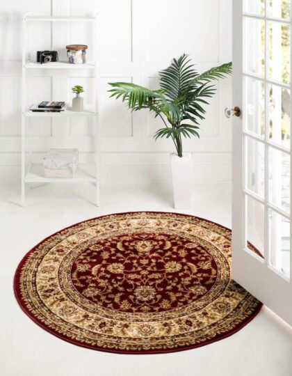 Unique Loom Voyage Collection Rug - 3'3" Round, Traditional Oriental Red/Gold, Classic Intricate Design Area Rug